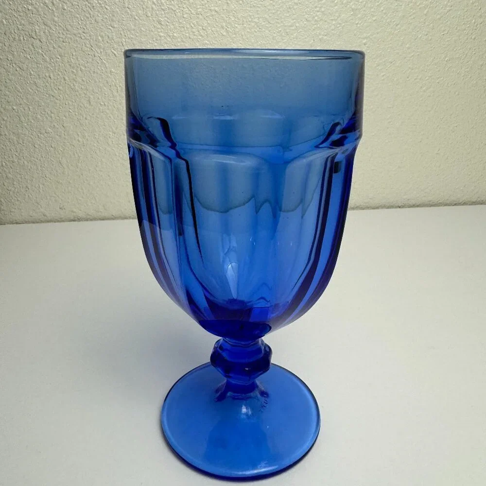 Vintage Blue Cobalt Wine Glass Goblet USA